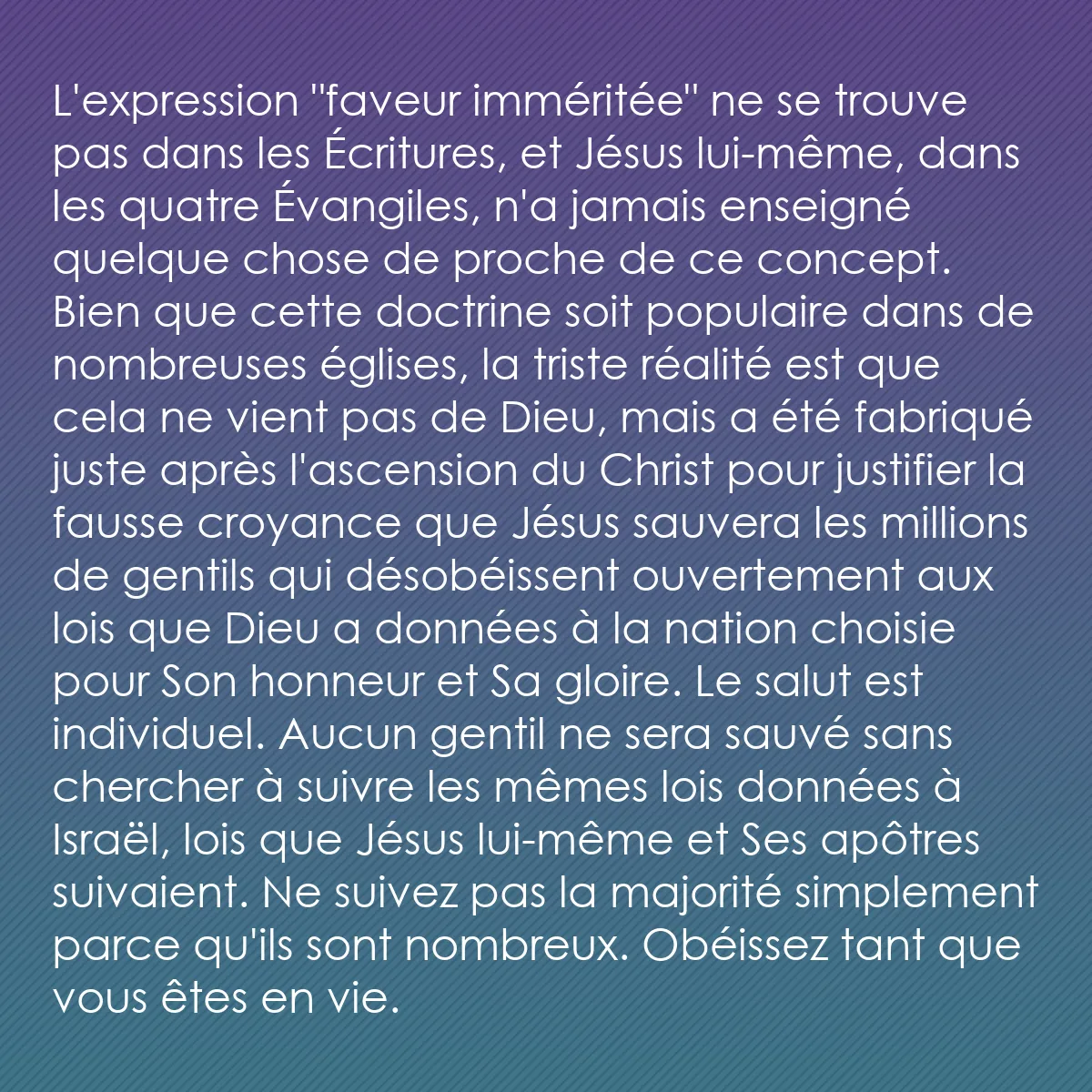 0022 - Post à propos de la Loi de Dieu: L