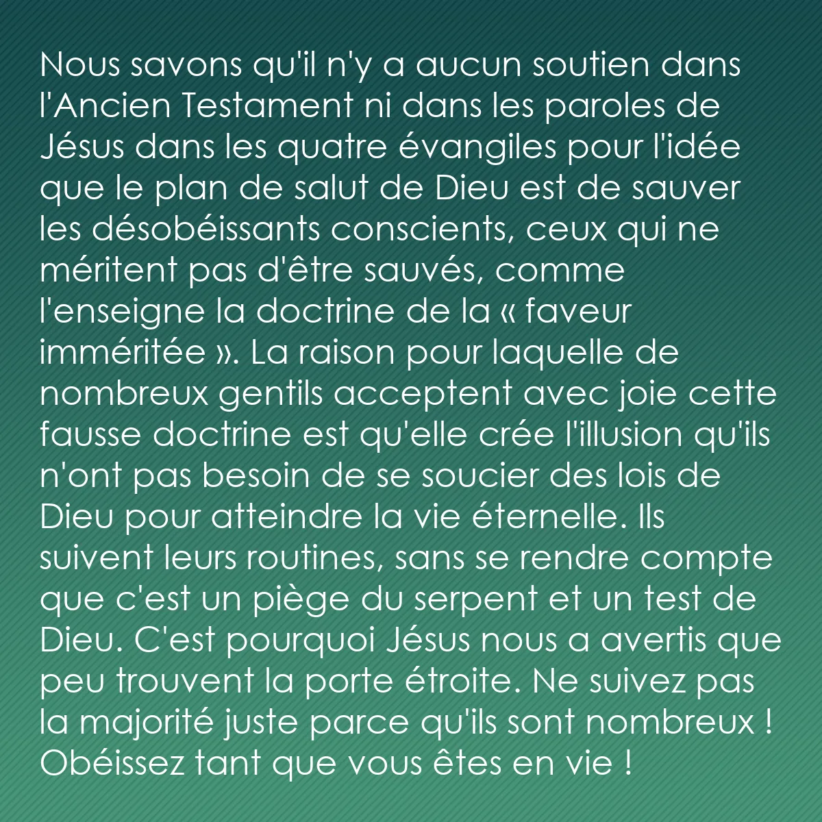 0025 - Post à propos de la Loi de Dieu: Nous savons qu