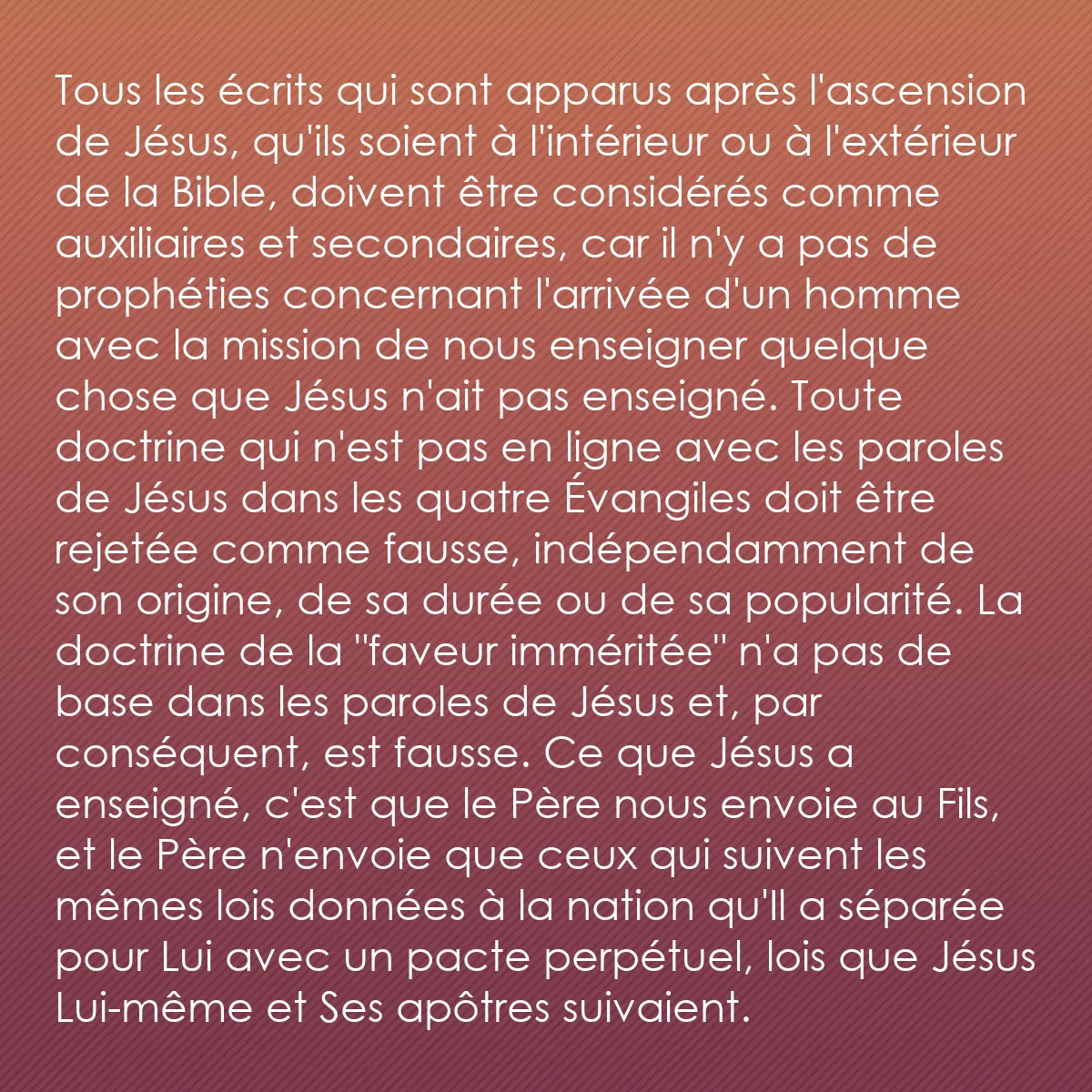 0026 - Post à propos de la Loi de Dieu: Tous les écrits qui sont apparus après l