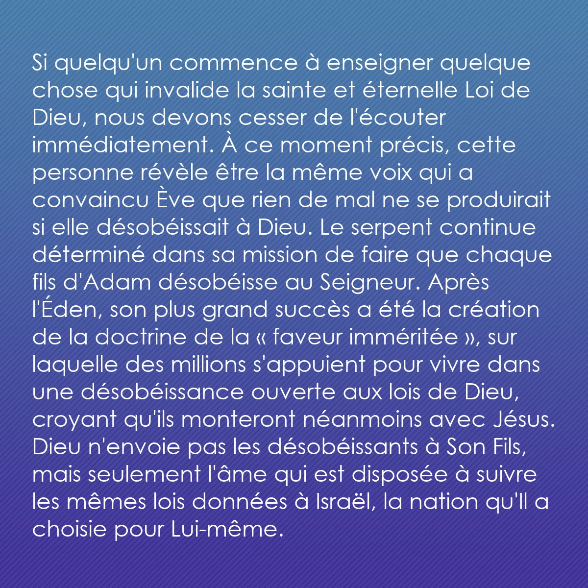 0027 - Post à propos de la Loi de Dieu: Si quelqu