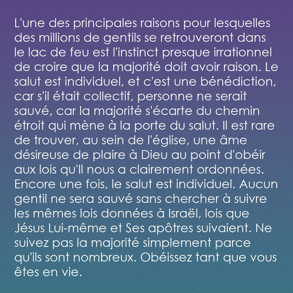 0042 - Post à propos de la Loi de Dieu: L