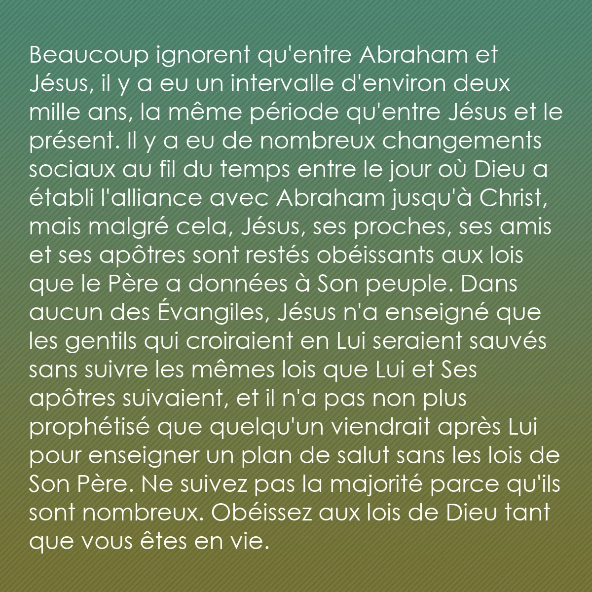 0043 - Post à propos de la Loi de Dieu: Beaucoup ignorent qu