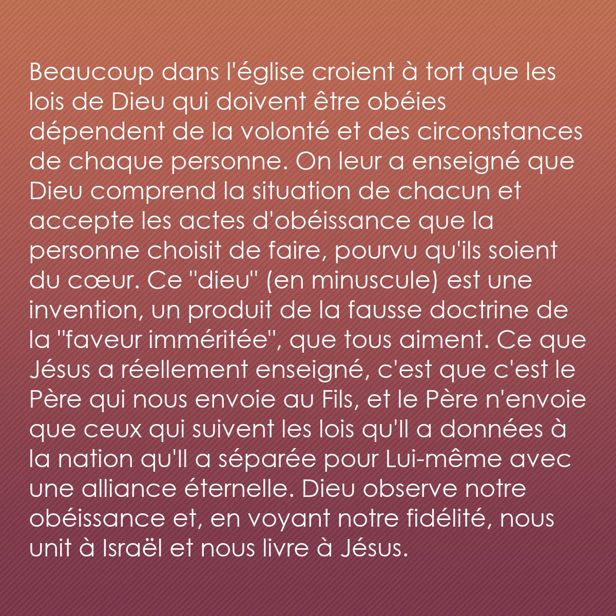 0046 - Post à propos de la Loi de Dieu: Beaucoup dans l