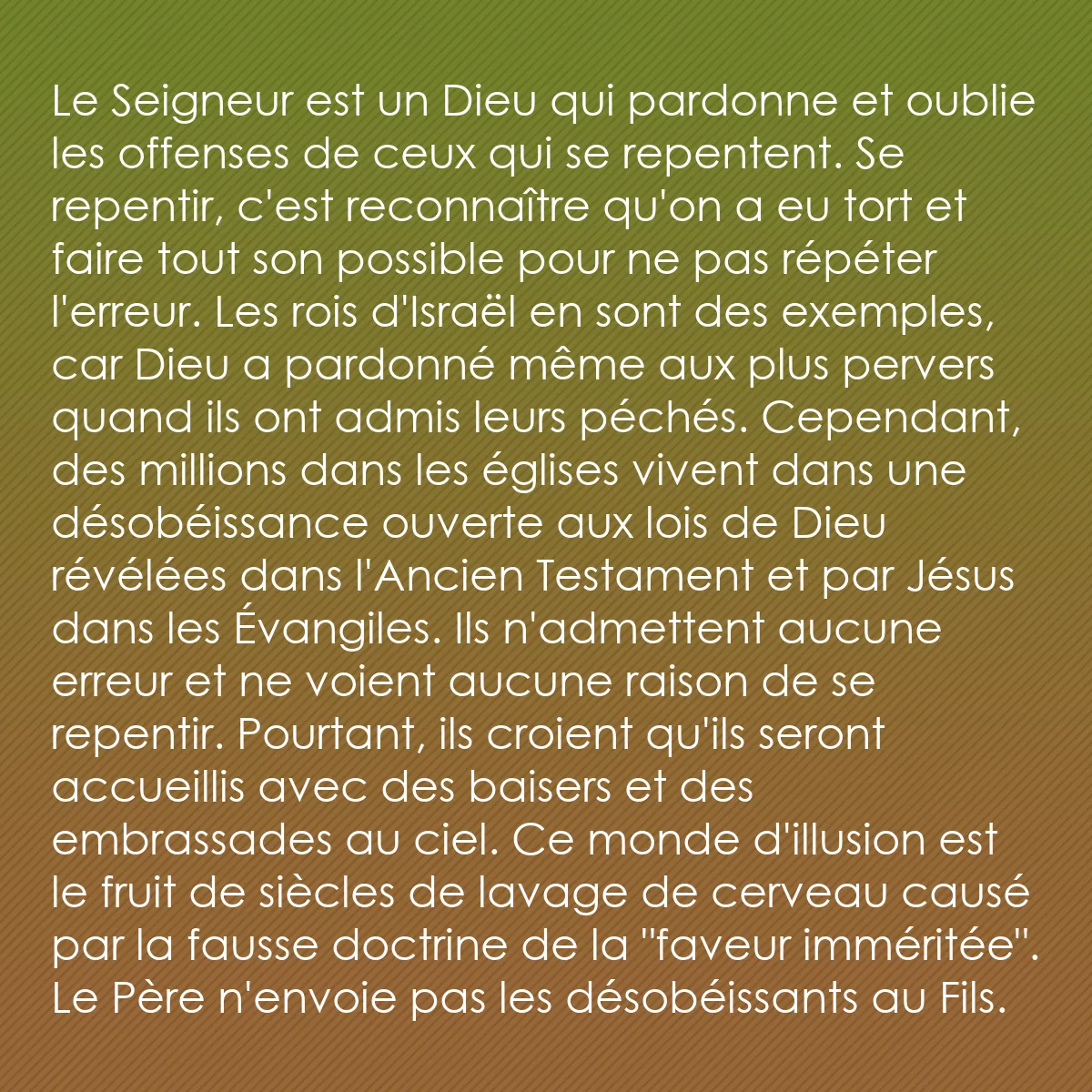0049 - Post à propos de la Loi de Dieu: Le Seigneur est un Dieu qui pardonne et oublie les...