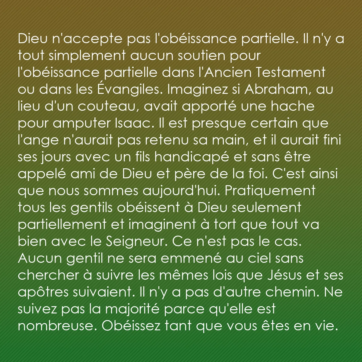 0056 - Post à propos de la Loi de Dieu: Dieu n