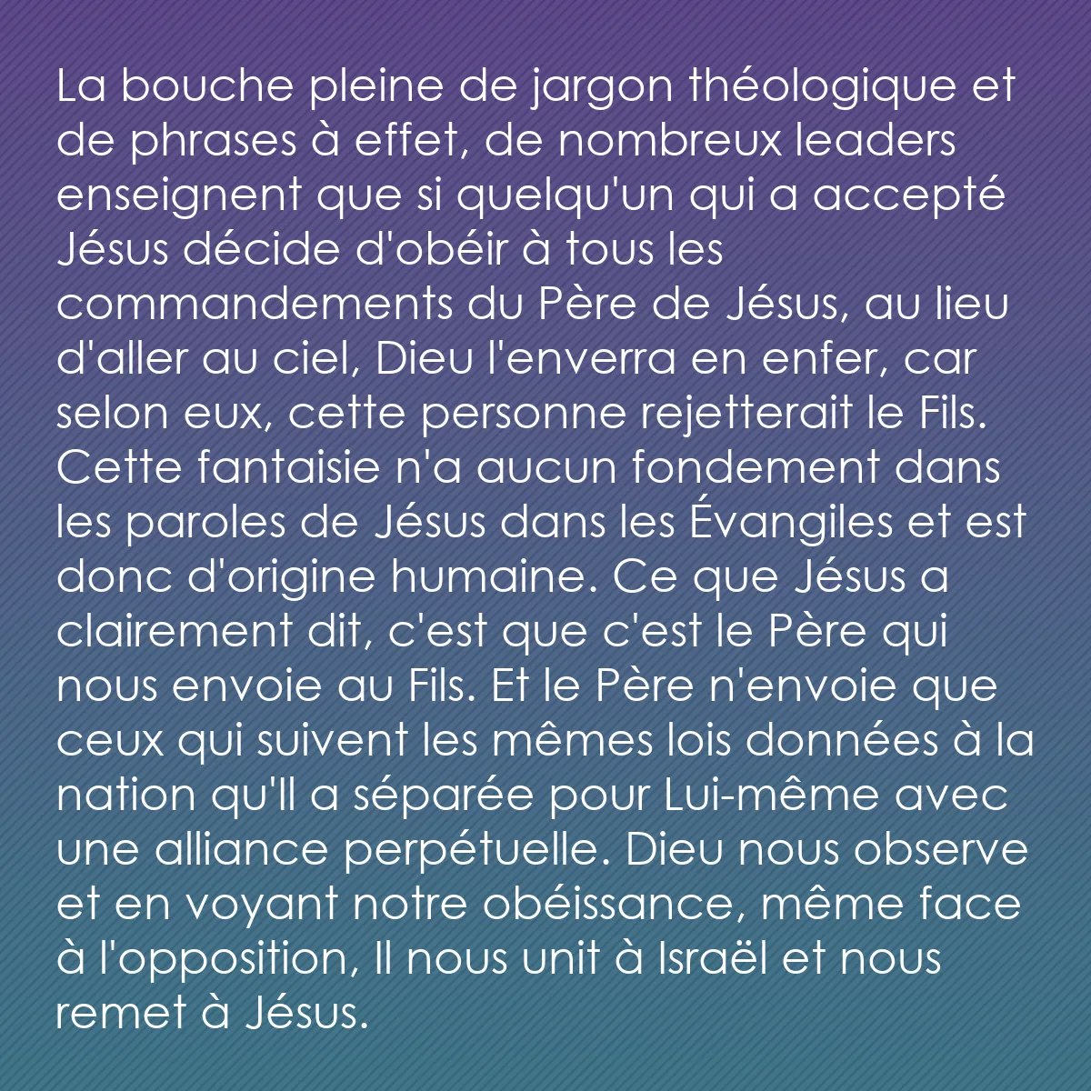 0062 - Post à propos de la Loi de Dieu: La bouche pleine de jargon théologique et de phrases...