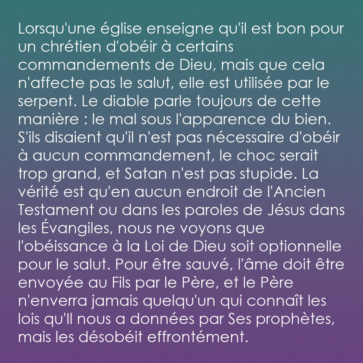 0064 - Post à propos de la Loi de Dieu: Lorsqu