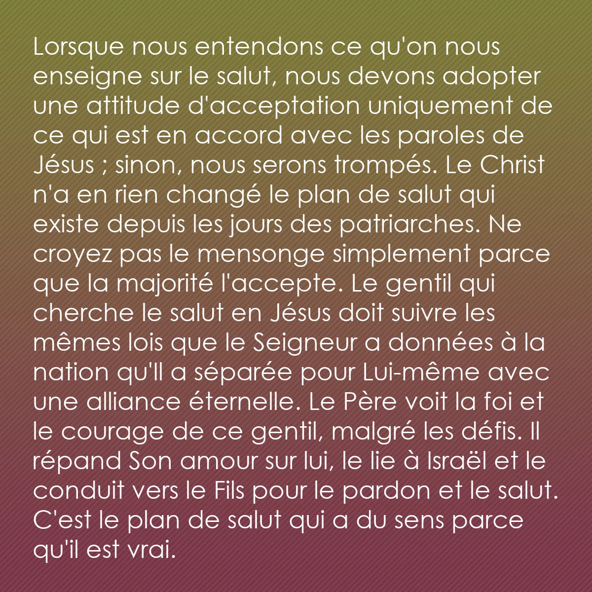 0068 - Post à propos de la Loi de Dieu: Lorsque nous entendons ce qu