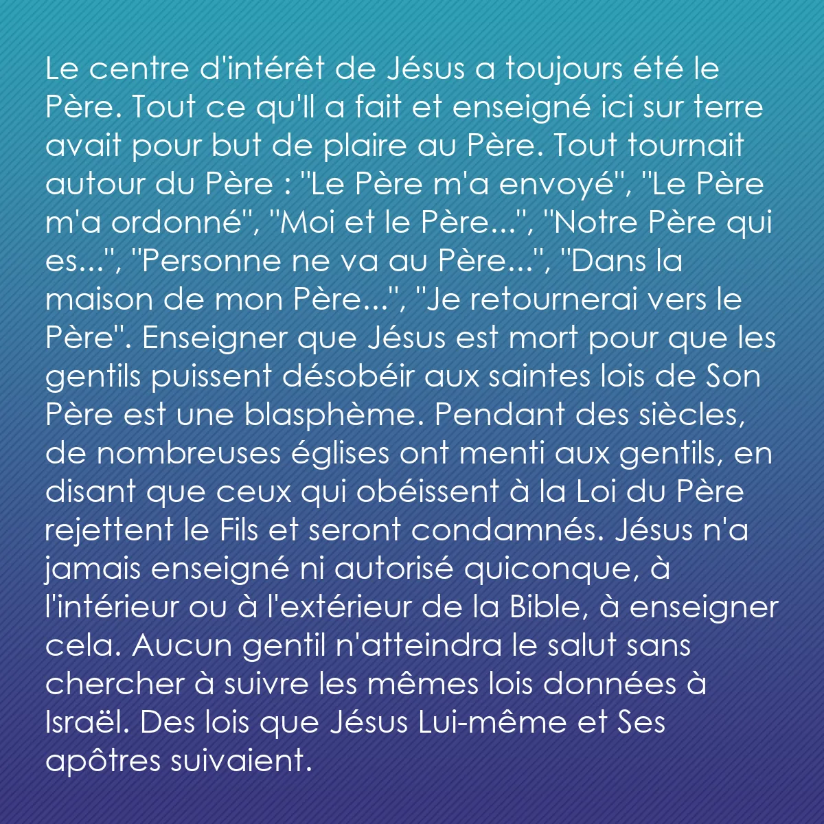0075 - Post à propos de la Loi de Dieu: Le centre d
