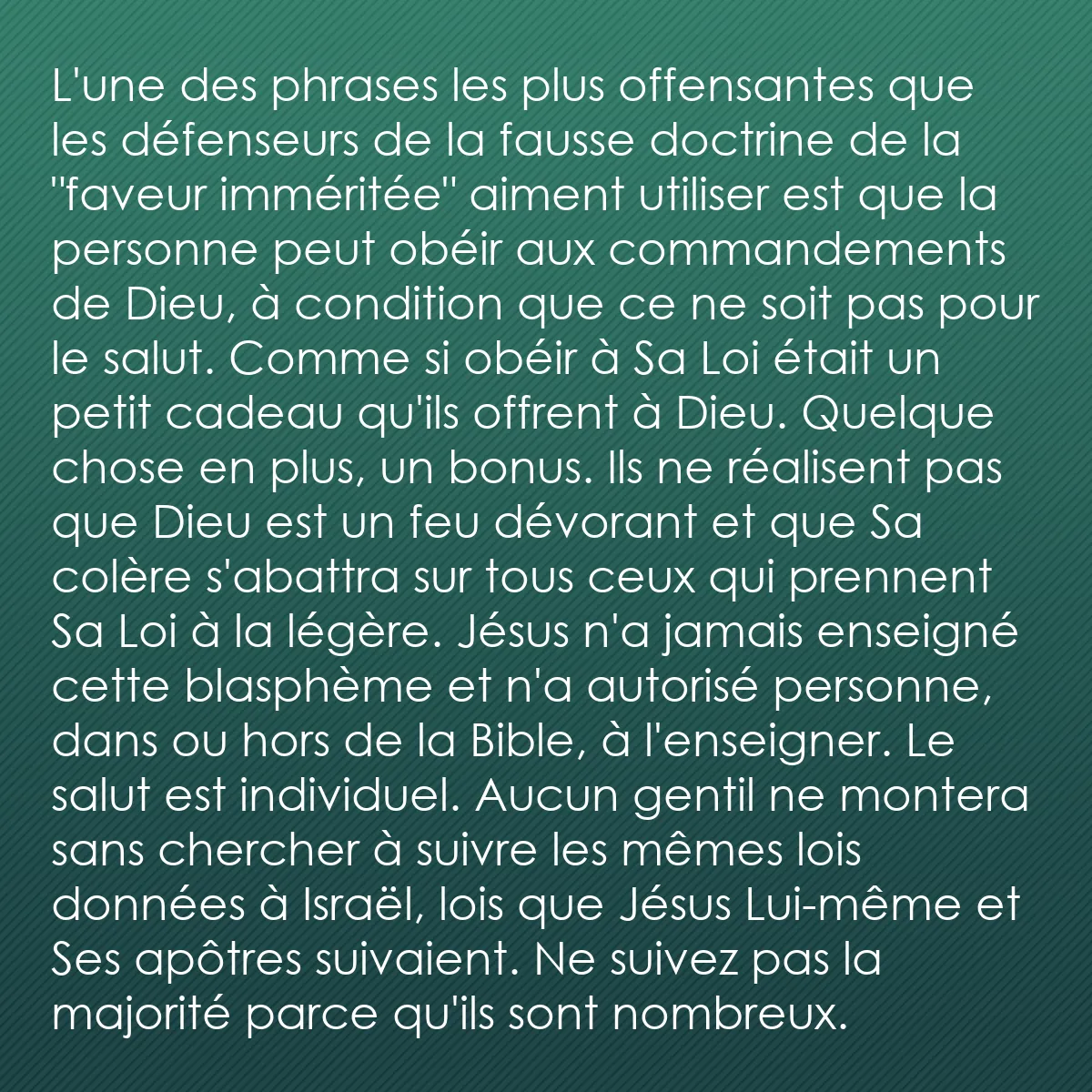 0080 - Post à propos de la Loi de Dieu: L