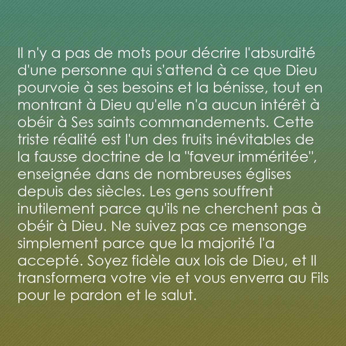 0083 - Post à propos de la Loi de Dieu: Il n