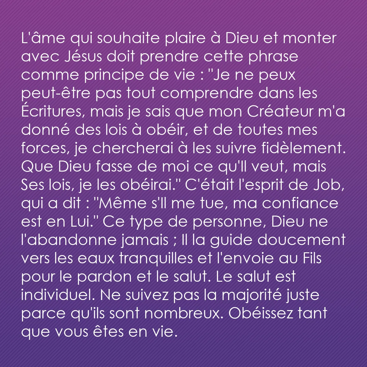 0091 - Post à propos de la Loi de Dieu: L