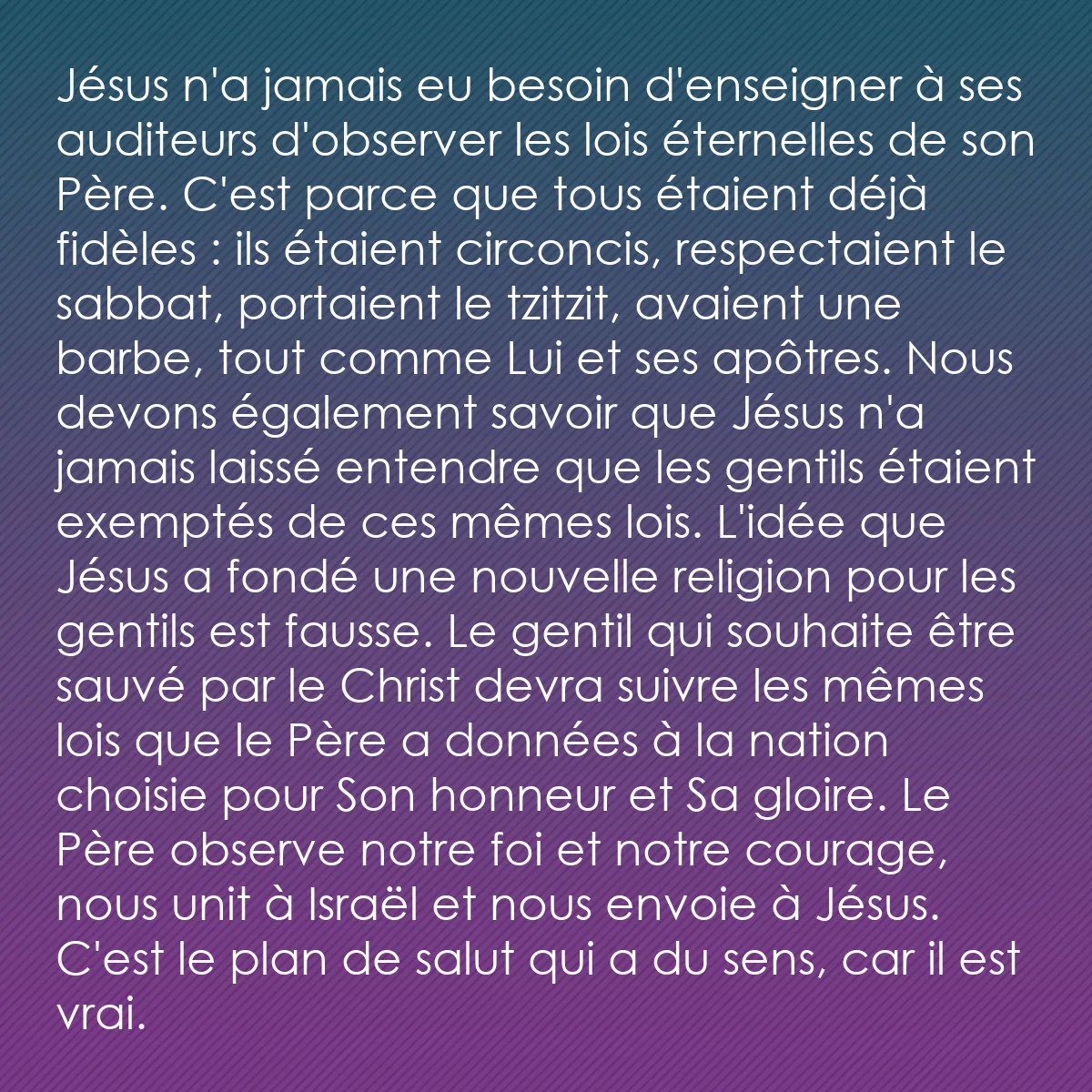 0094 - Post à propos de la Loi de Dieu: Jésus n
