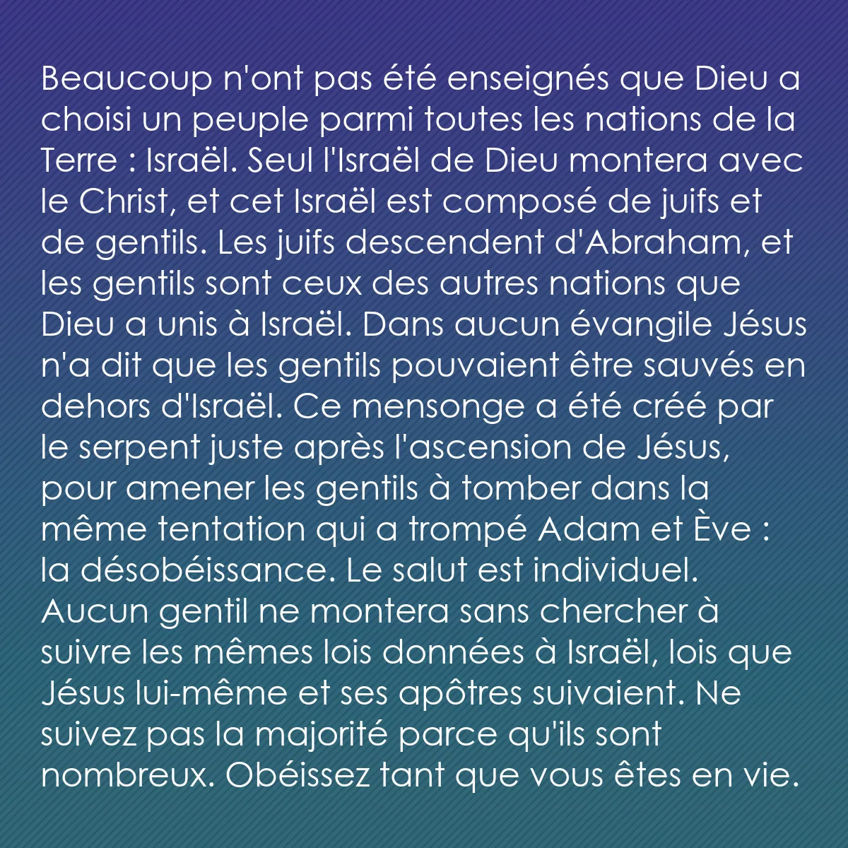 0097 - Post à propos de la Loi de Dieu: Beaucoup n