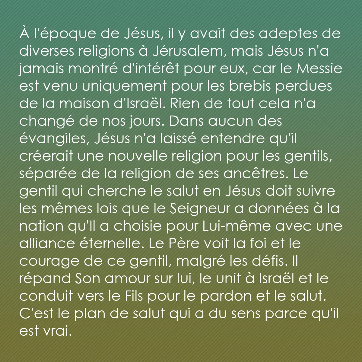 0103 - Post à propos de la Loi de Dieu: À l