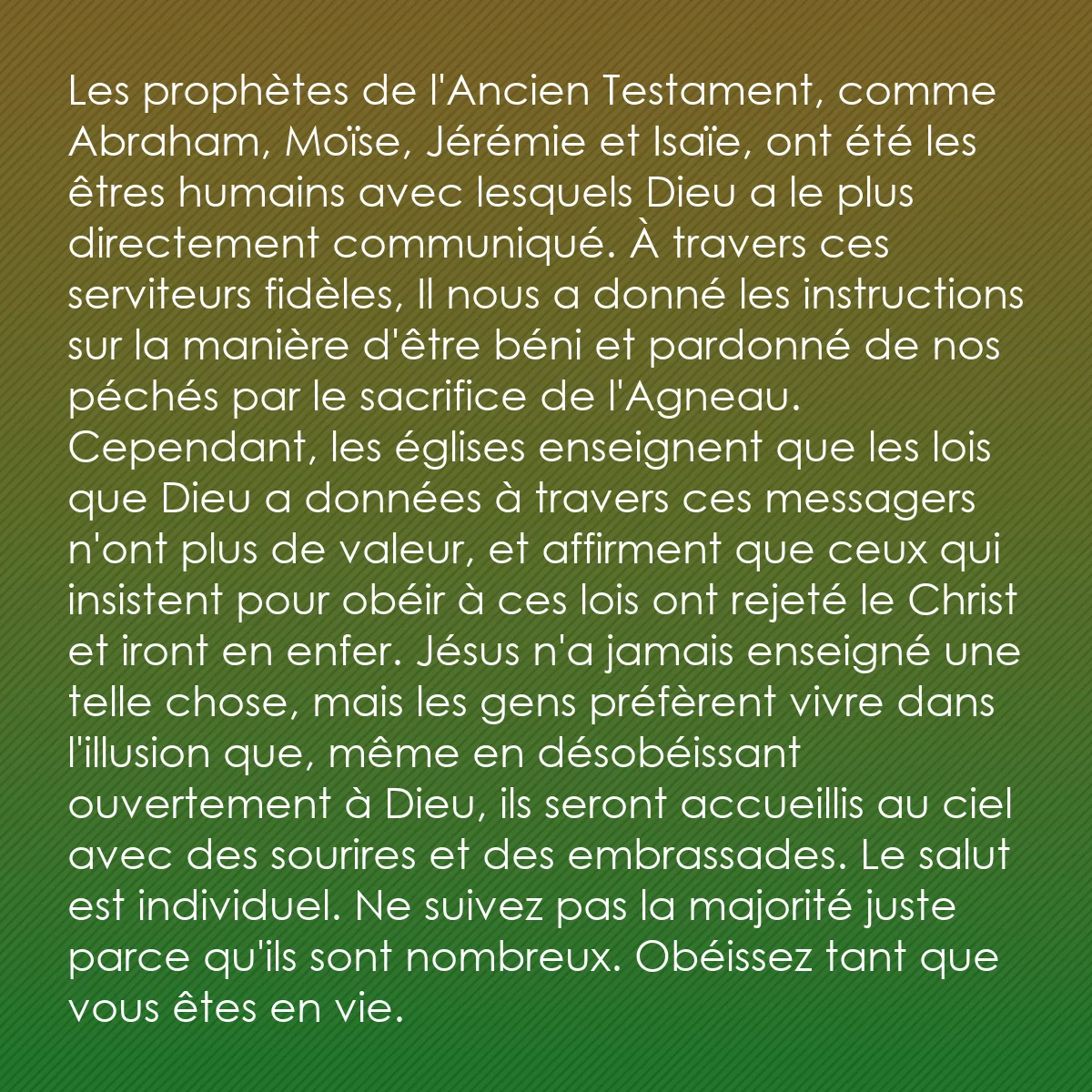 0116 - Post à propos de la Loi de Dieu: Les prophètes de l