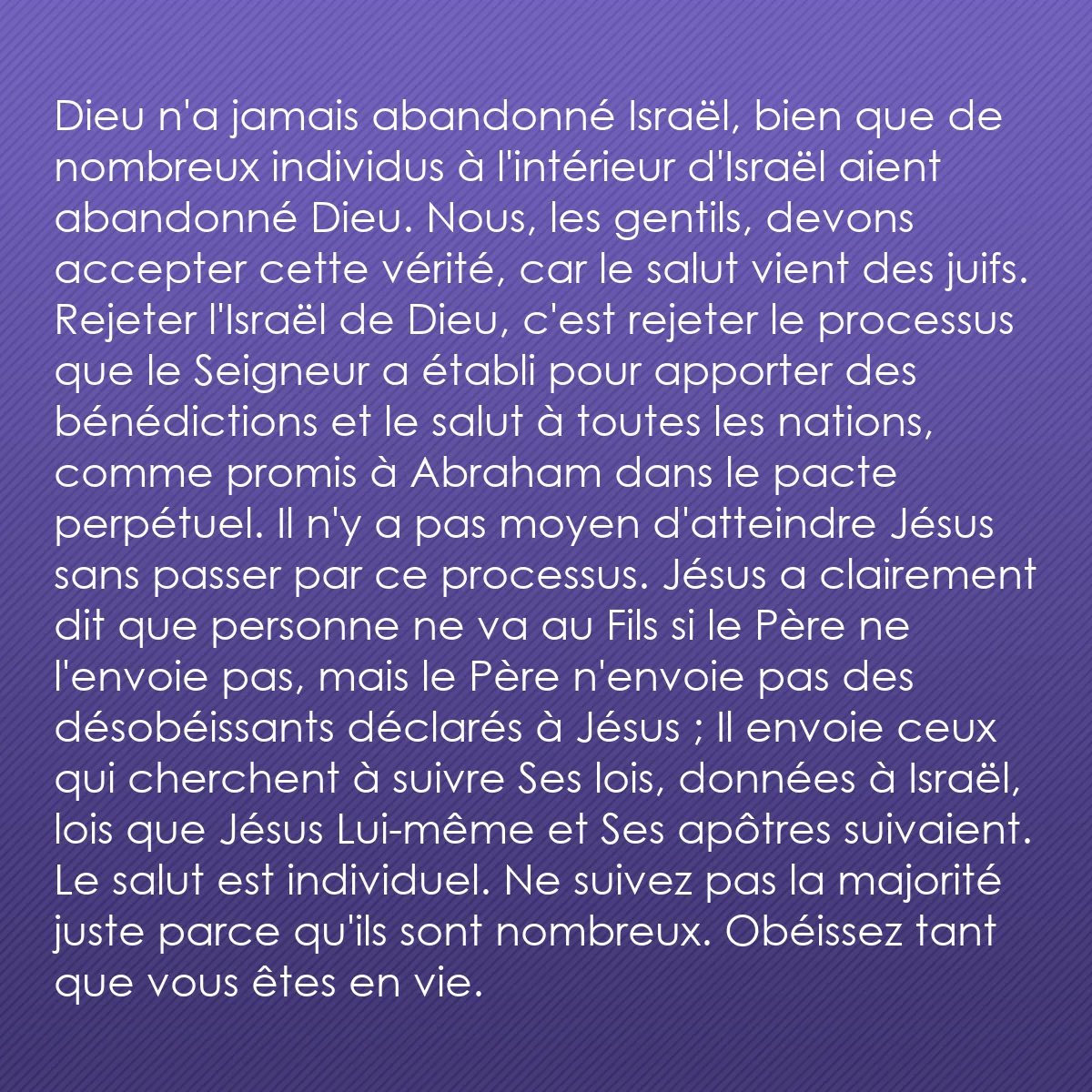 0118 - Post à propos de la Loi de Dieu: Dieu n