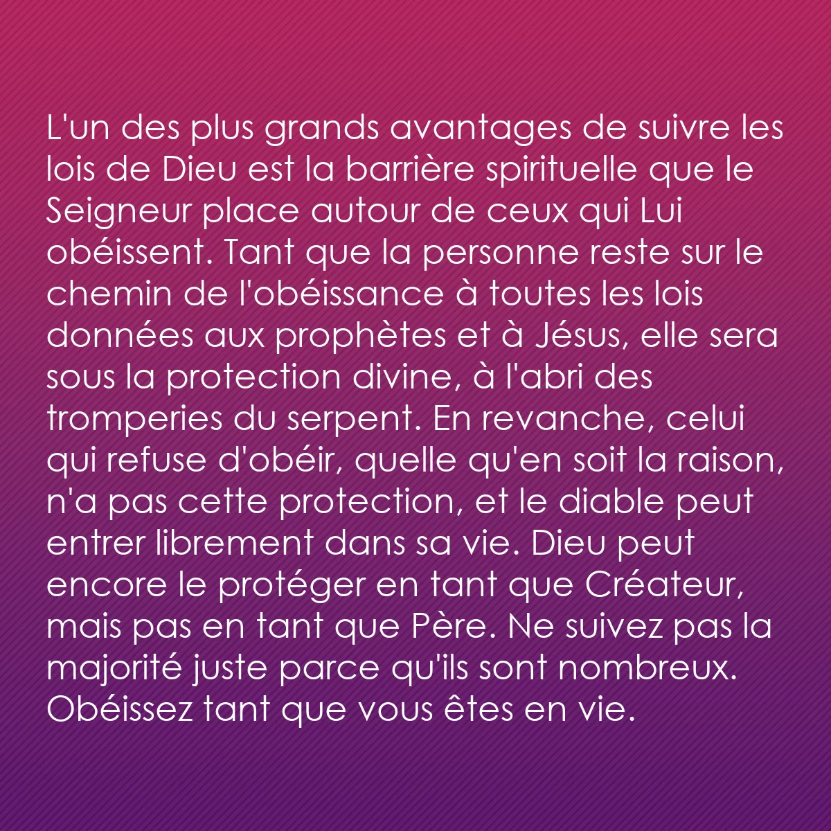 0121 - Post à propos de la Loi de Dieu: L