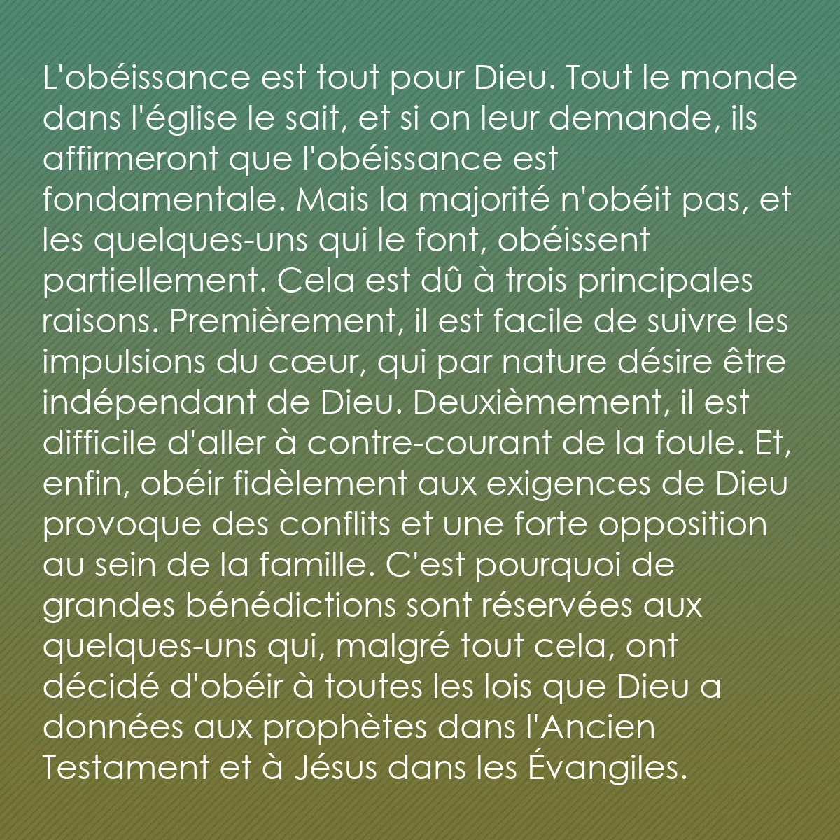 0123 - Post à propos de la Loi de Dieu: L