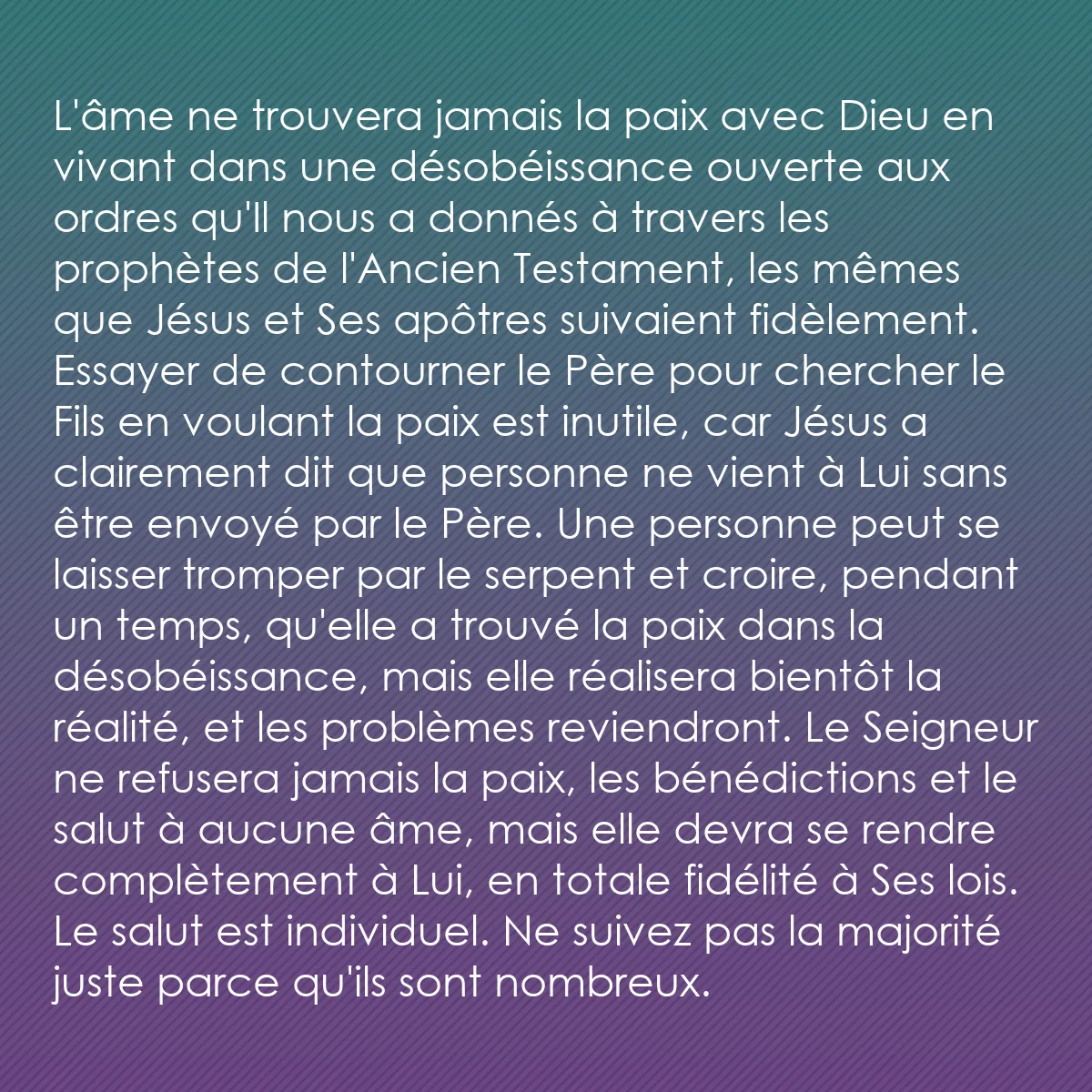 0124 - Post à propos de la Loi de Dieu: L