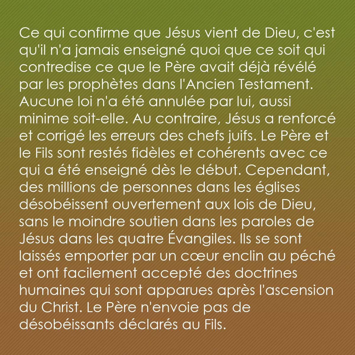 0129 - Post à propos de la Loi de Dieu: Ce qui confirme que Jésus vient de Dieu, c