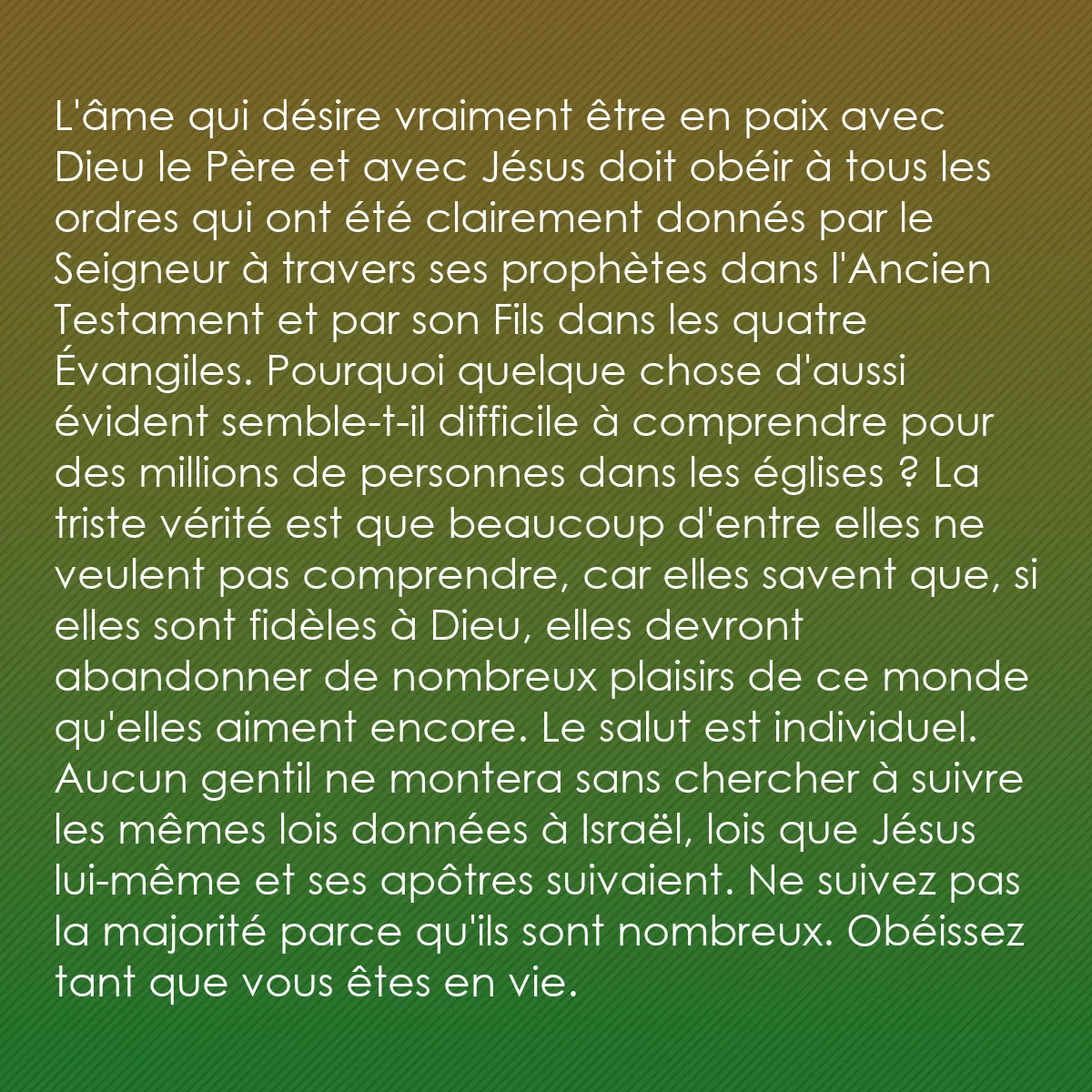 0136 - Post à propos de la Loi de Dieu: L