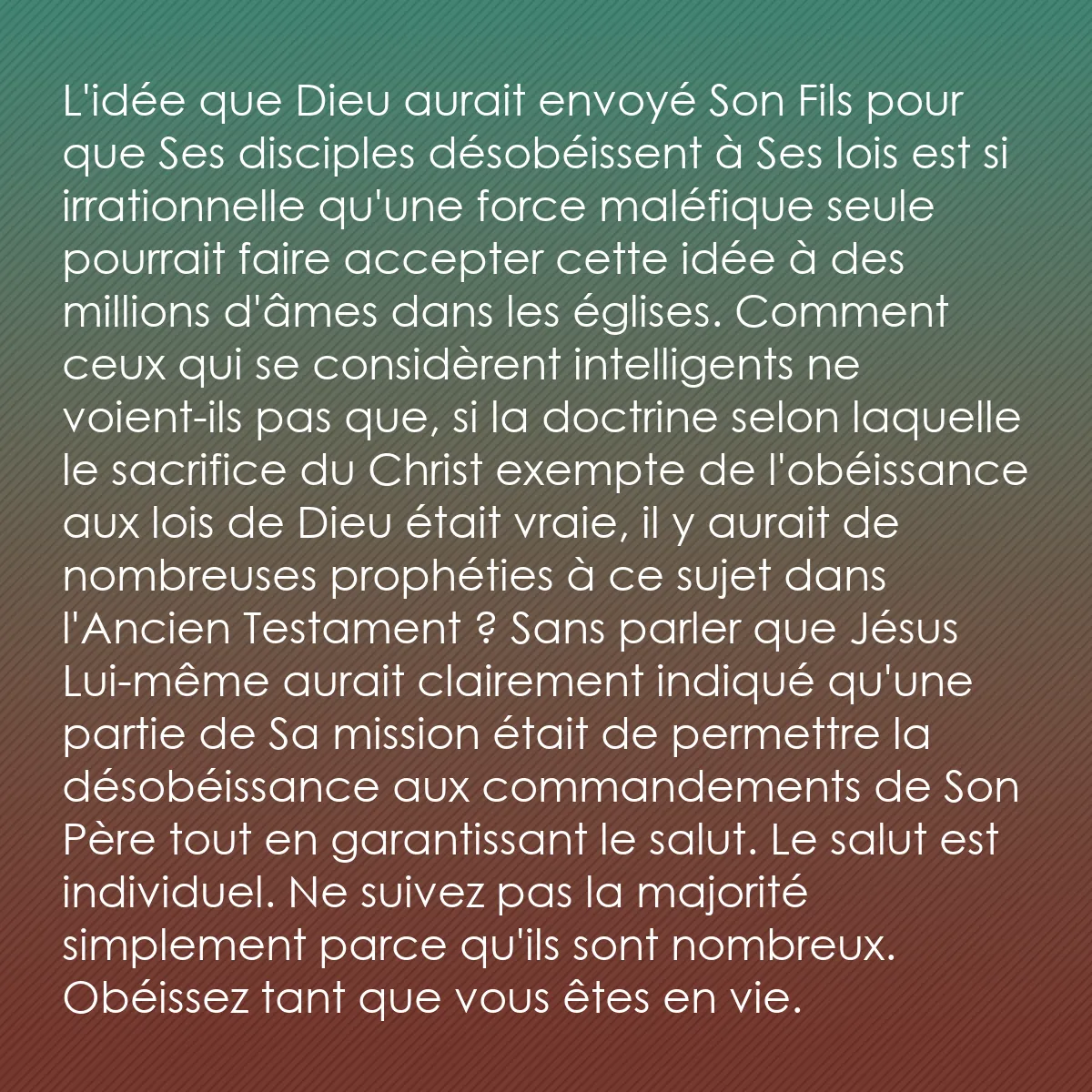 0153 - Post à propos de la Loi de Dieu: L