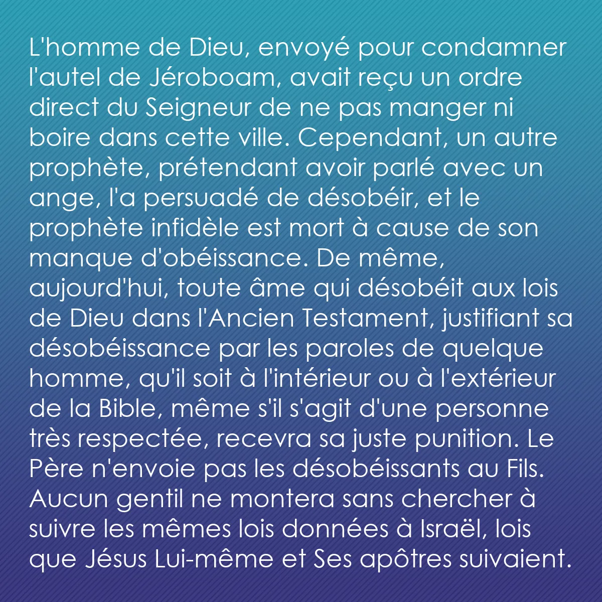 0155 - Post à propos de la Loi de Dieu: L