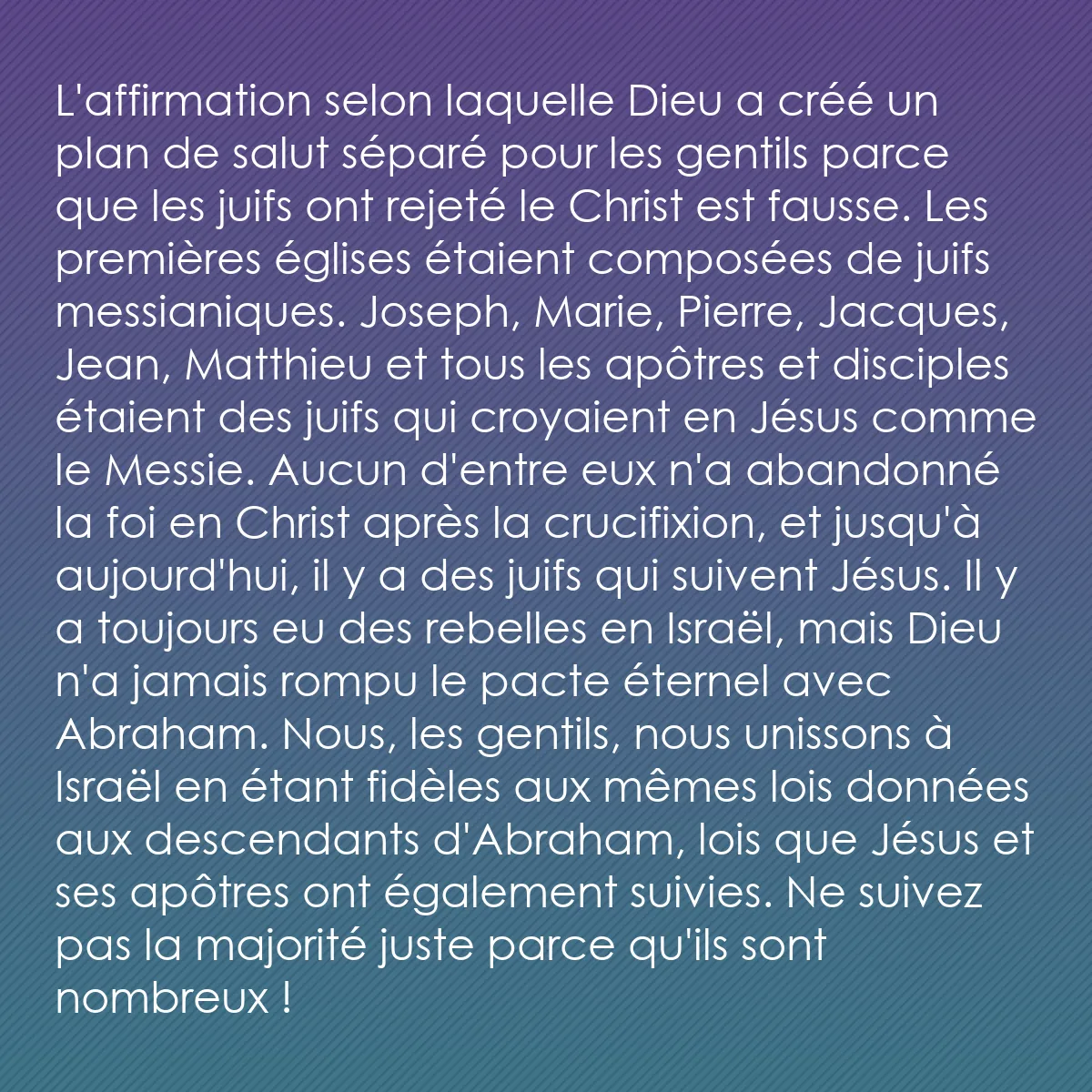 0162 - Post à propos de la Loi de Dieu: L