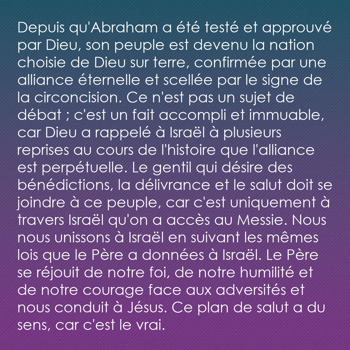 0174 - Post à propos de la Loi de Dieu: Depuis qu