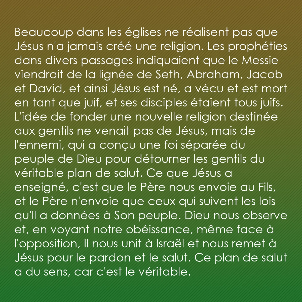 0176 - Post à propos de la Loi de Dieu: Beaucoup dans les églises ne réalisent pas que Jésus...