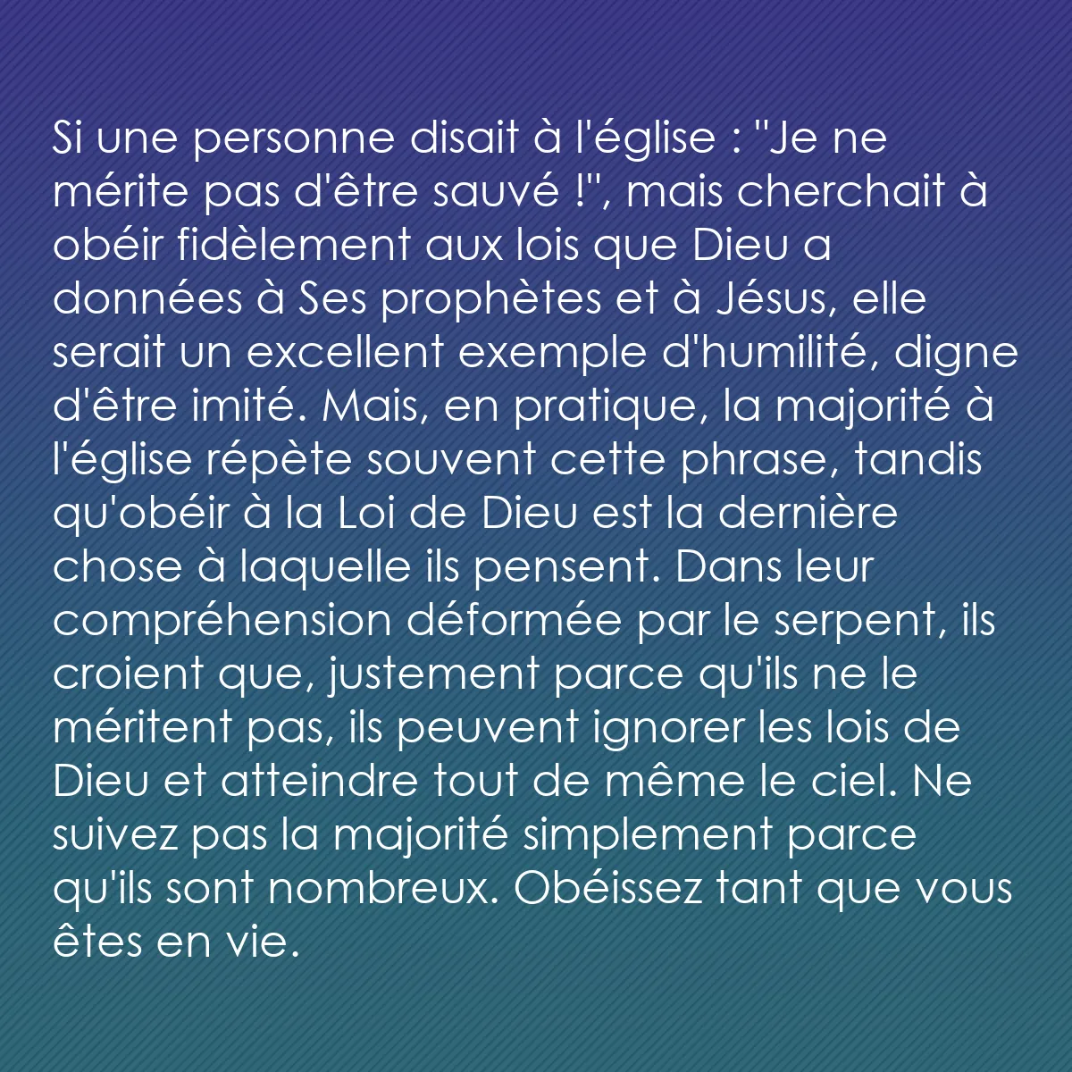 0177 - Post à propos de la Loi de Dieu: Si une personne disait à l