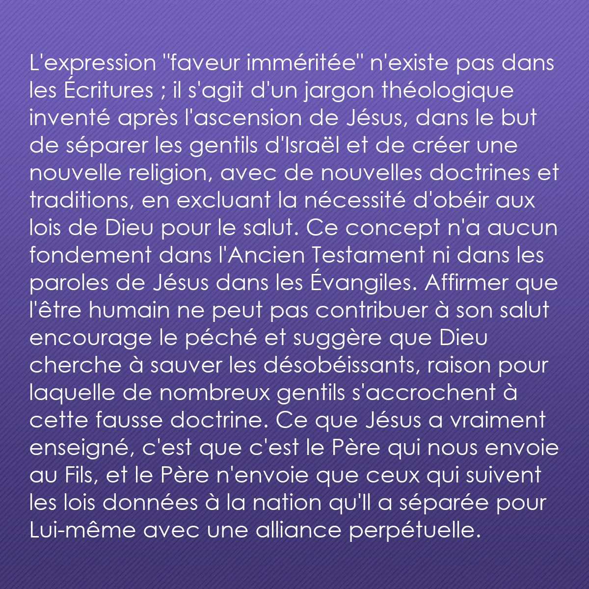 0178 - Post à propos de la Loi de Dieu: L