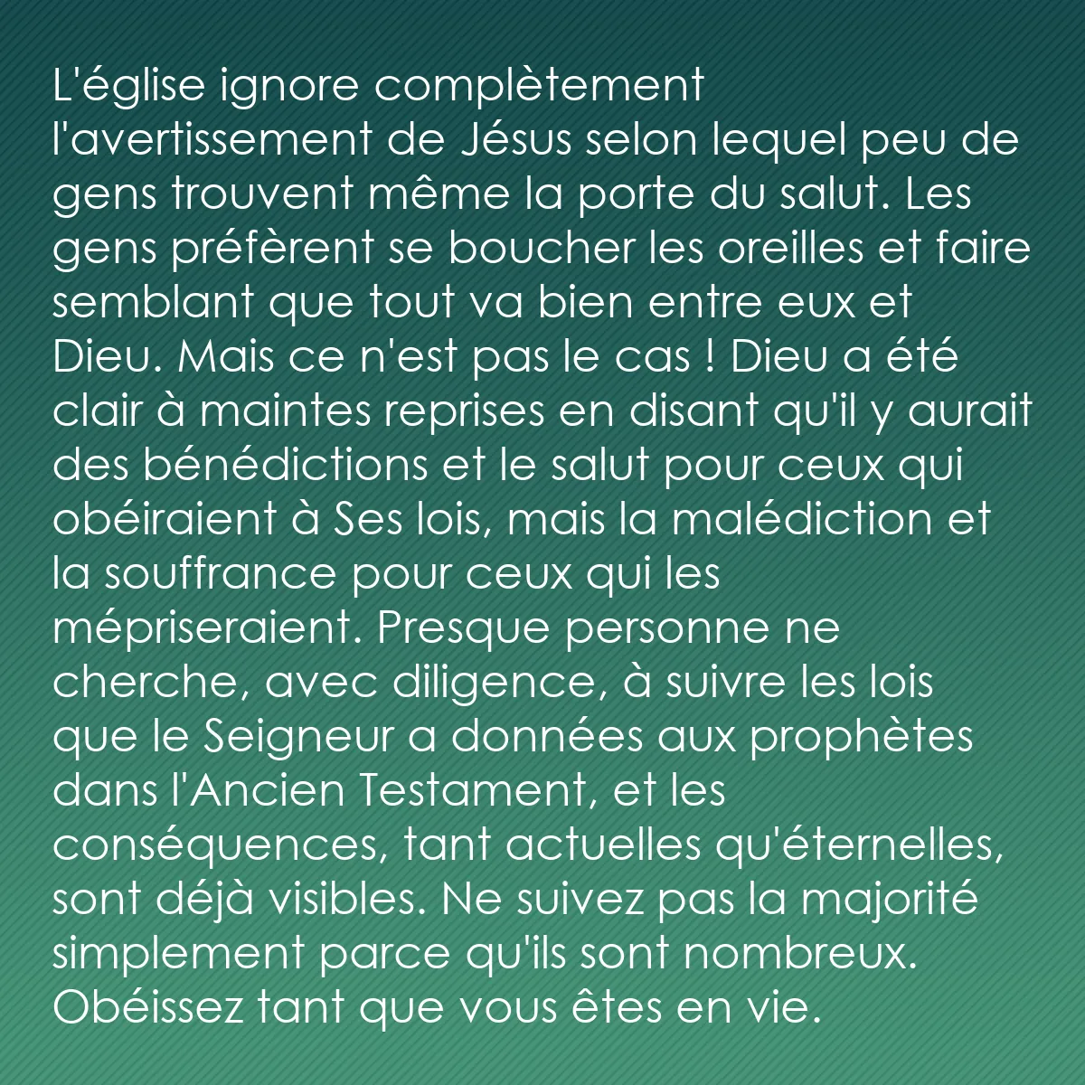 0185 - Post à propos de la Loi de Dieu: L