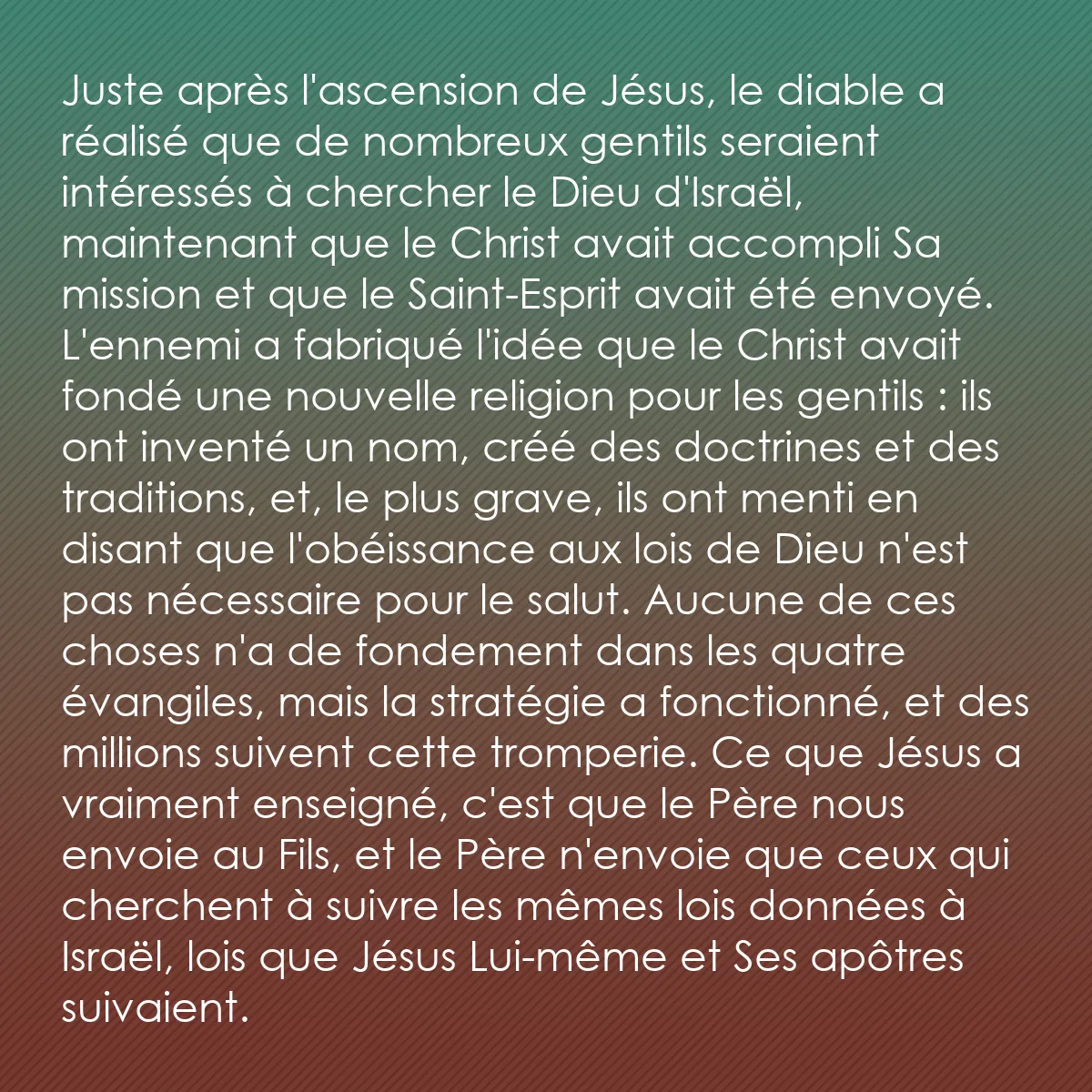 0193 - Post à propos de la Loi de Dieu: Juste après l