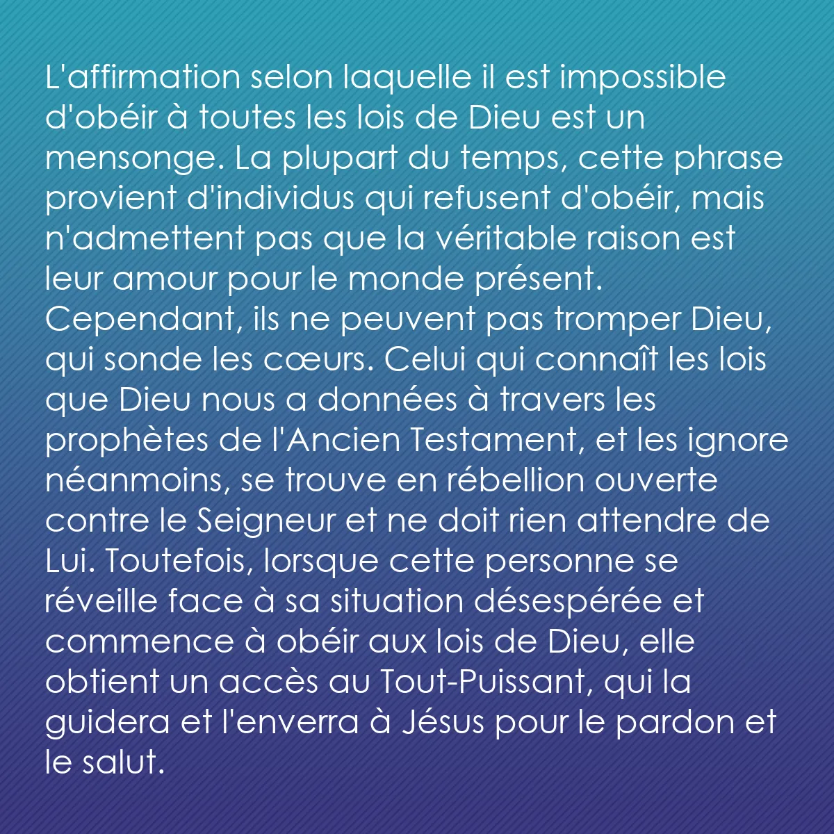 0195 - Post à propos de la Loi de Dieu: L