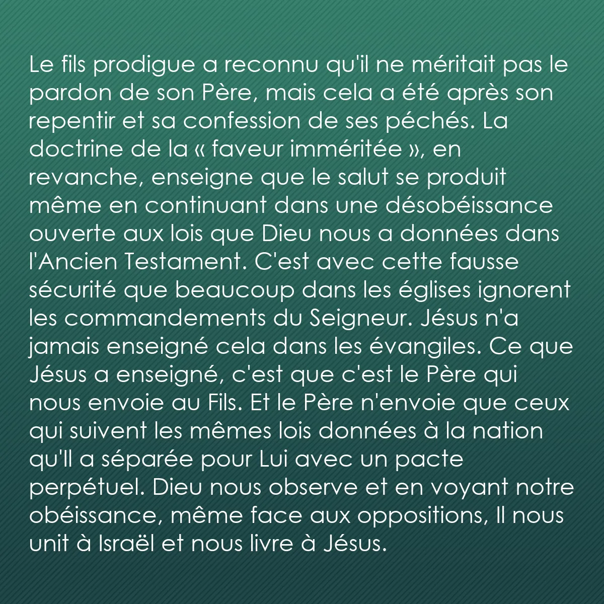0200 - Post à propos de la Loi de Dieu: Le fils prodigue a reconnu qu
