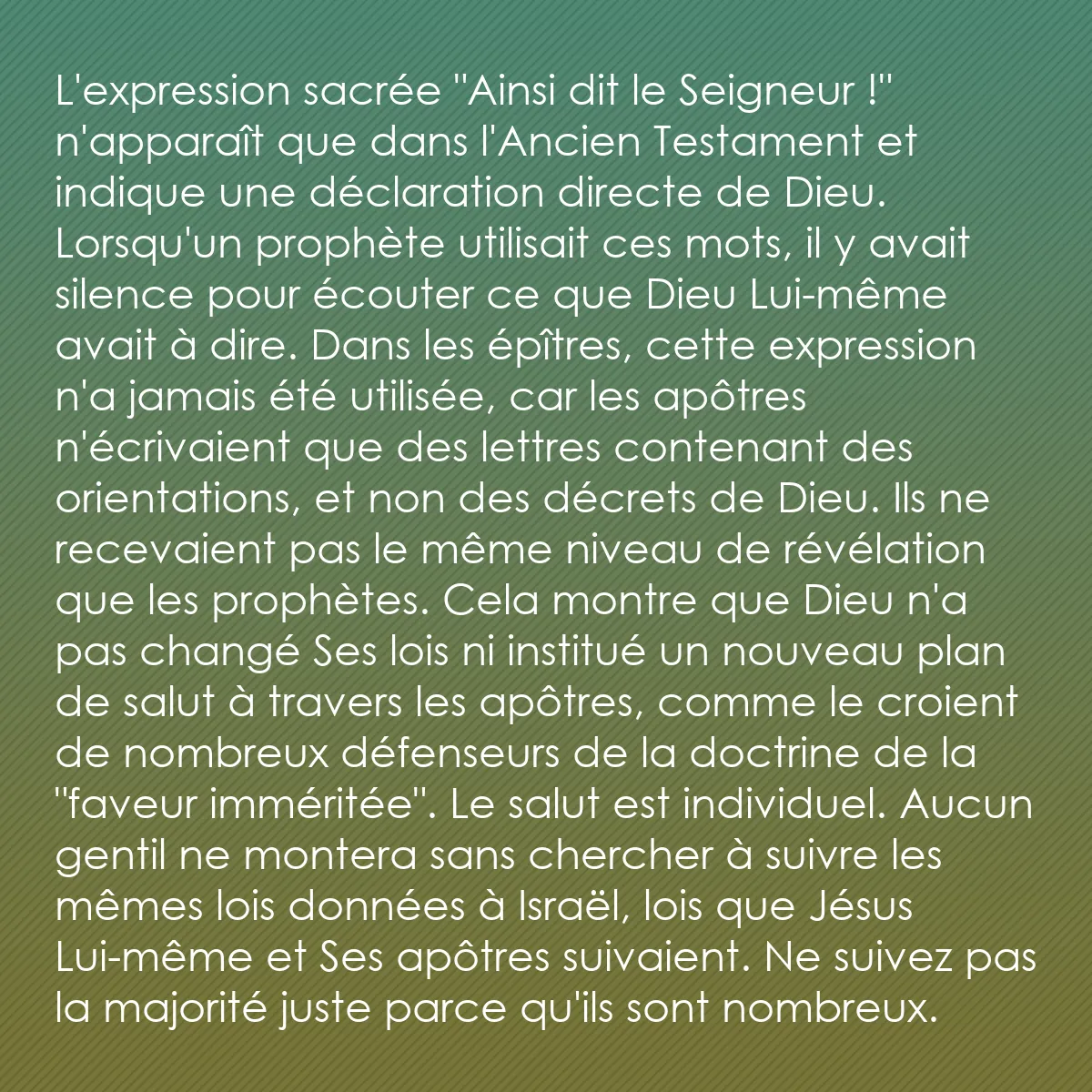 0203 - Post à propos de la Loi de Dieu: L