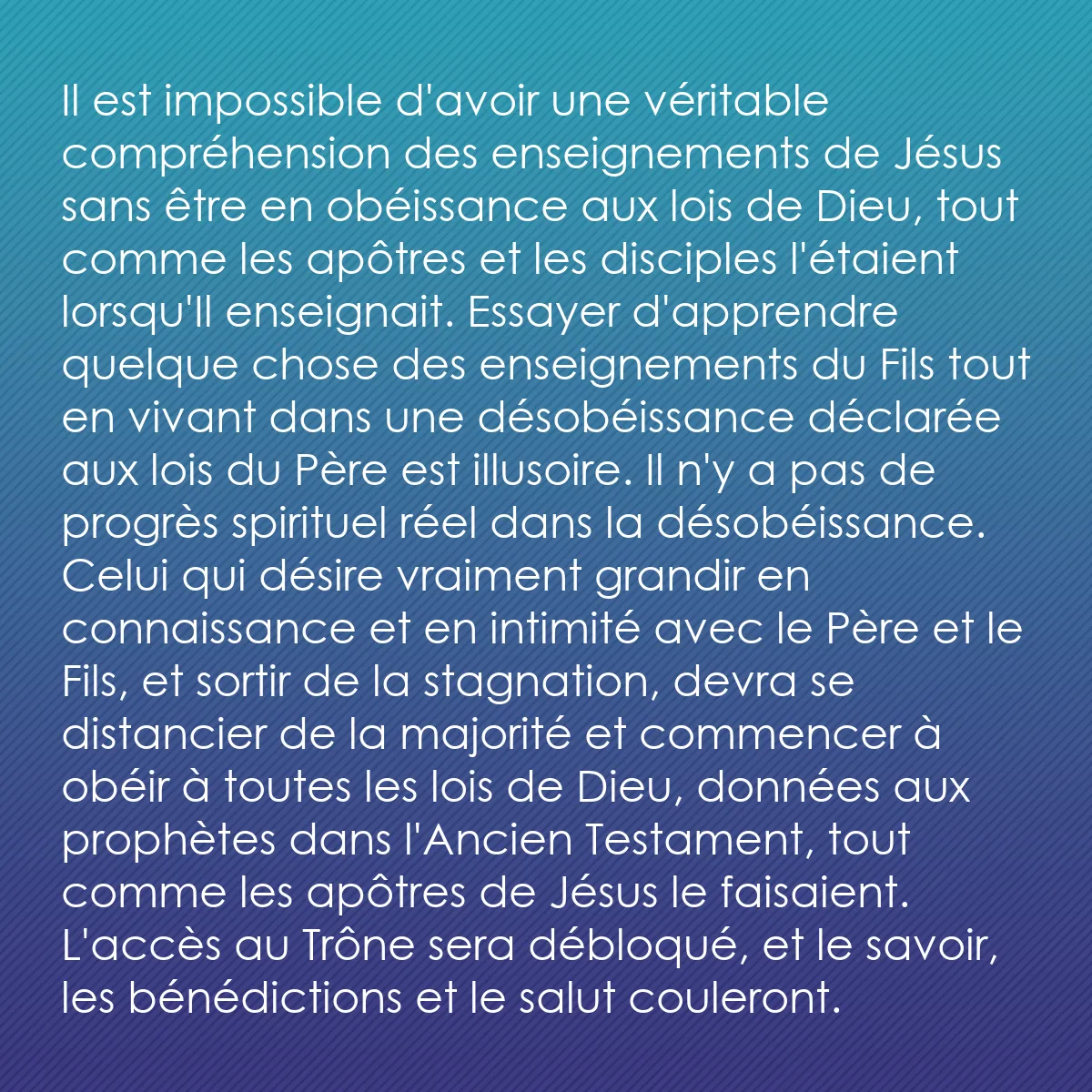 0215 - Post à propos de la Loi de Dieu: Il est impossible d