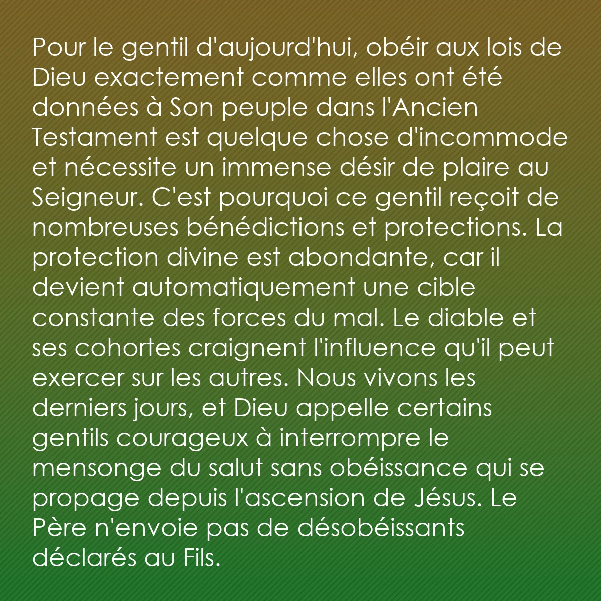 0216 - Post à propos de la Loi de Dieu: Pour le gentil d