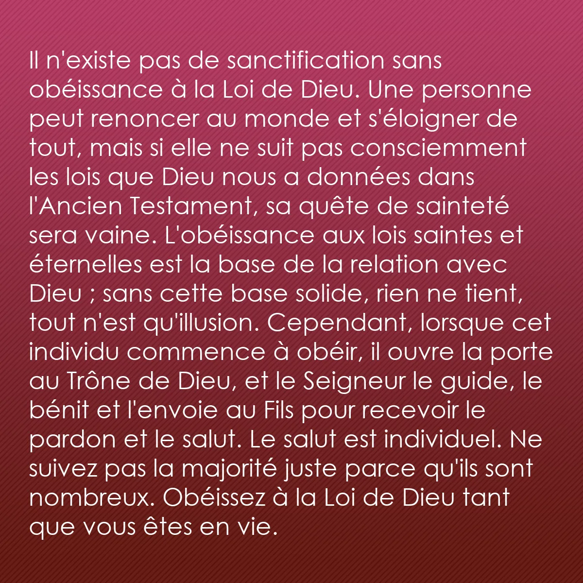 0219 - Post à propos de la Loi de Dieu: Il n