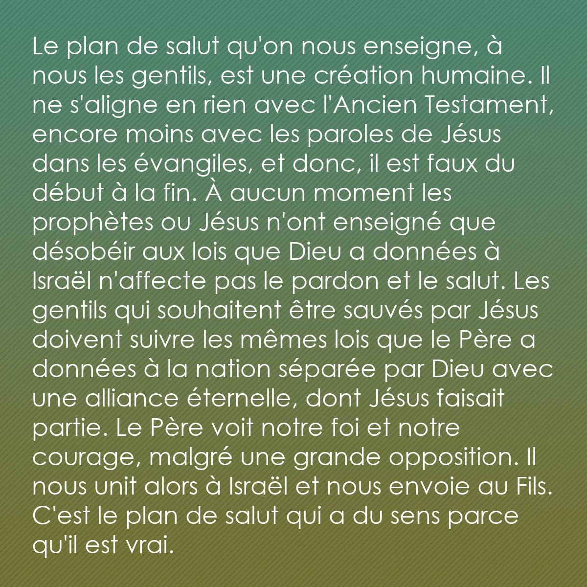 0223 - Post à propos de la Loi de Dieu: Le plan de salut qu