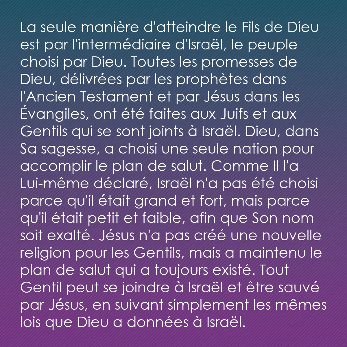 0234 - Post à propos de la Loi de Dieu: La seule manière d
