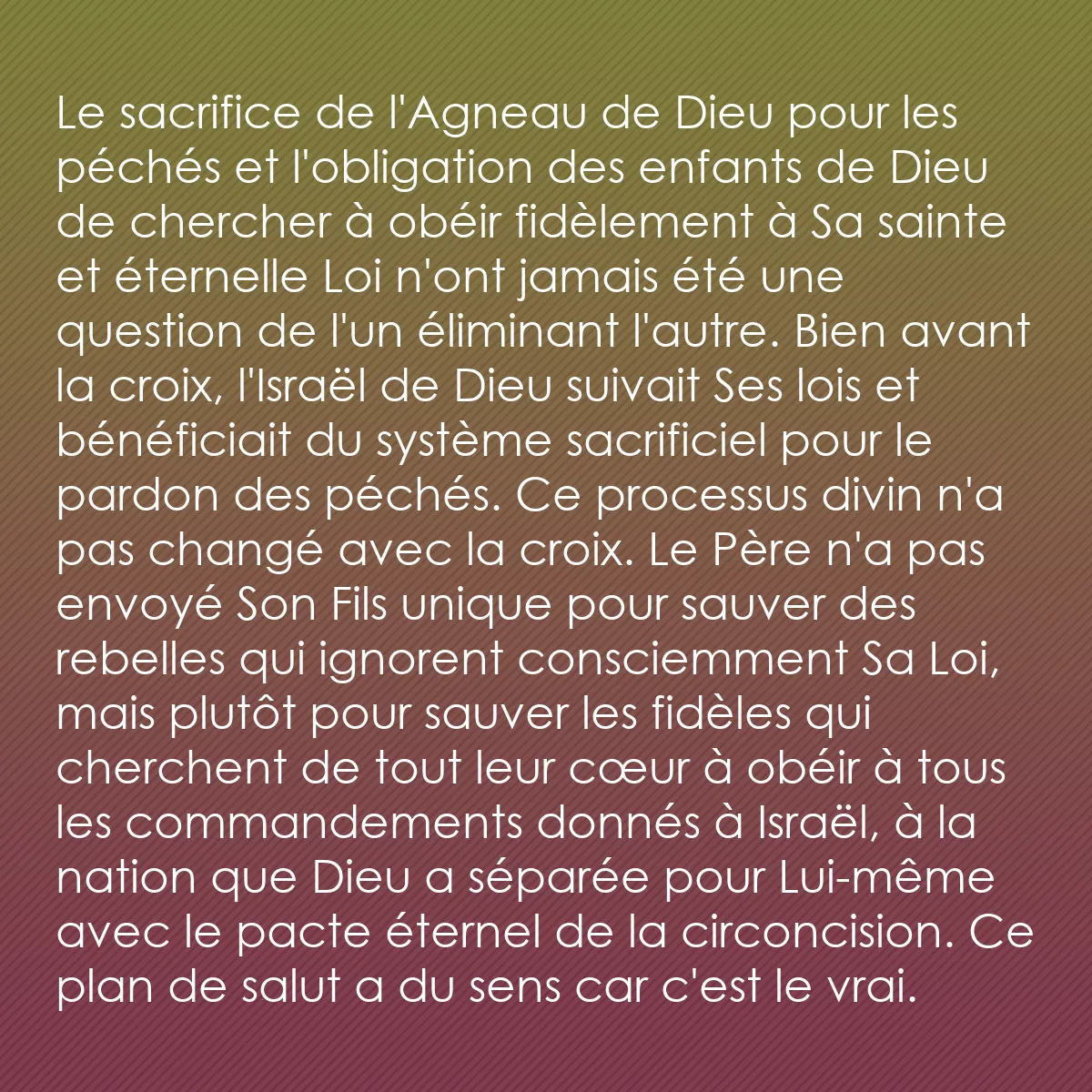 0248 - Post à propos de la Loi de Dieu: Le sacrifice de l