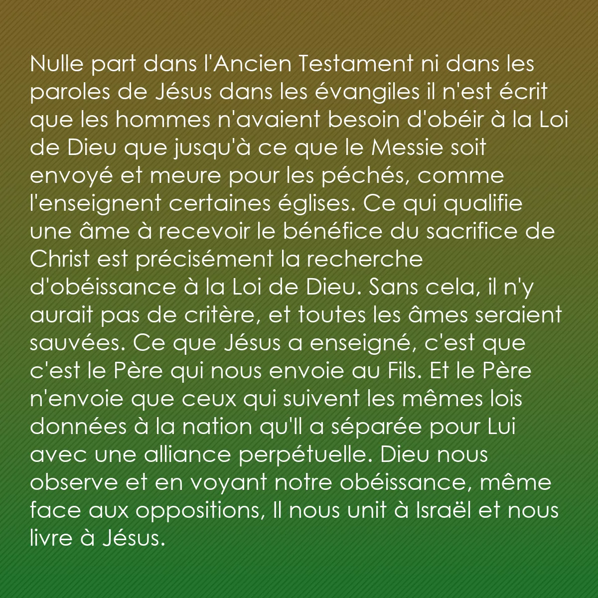 0256 - Post à propos de la Loi de Dieu: Nulle part dans l