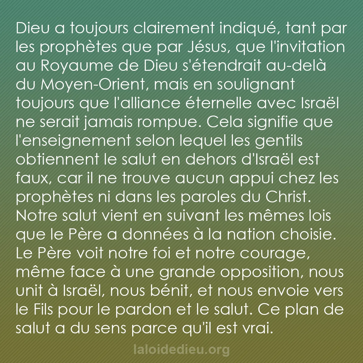 b0003 - Post à propos de la Loi de Dieu : Dieu a toujours clairement indiqué, tant par les prophètes que...