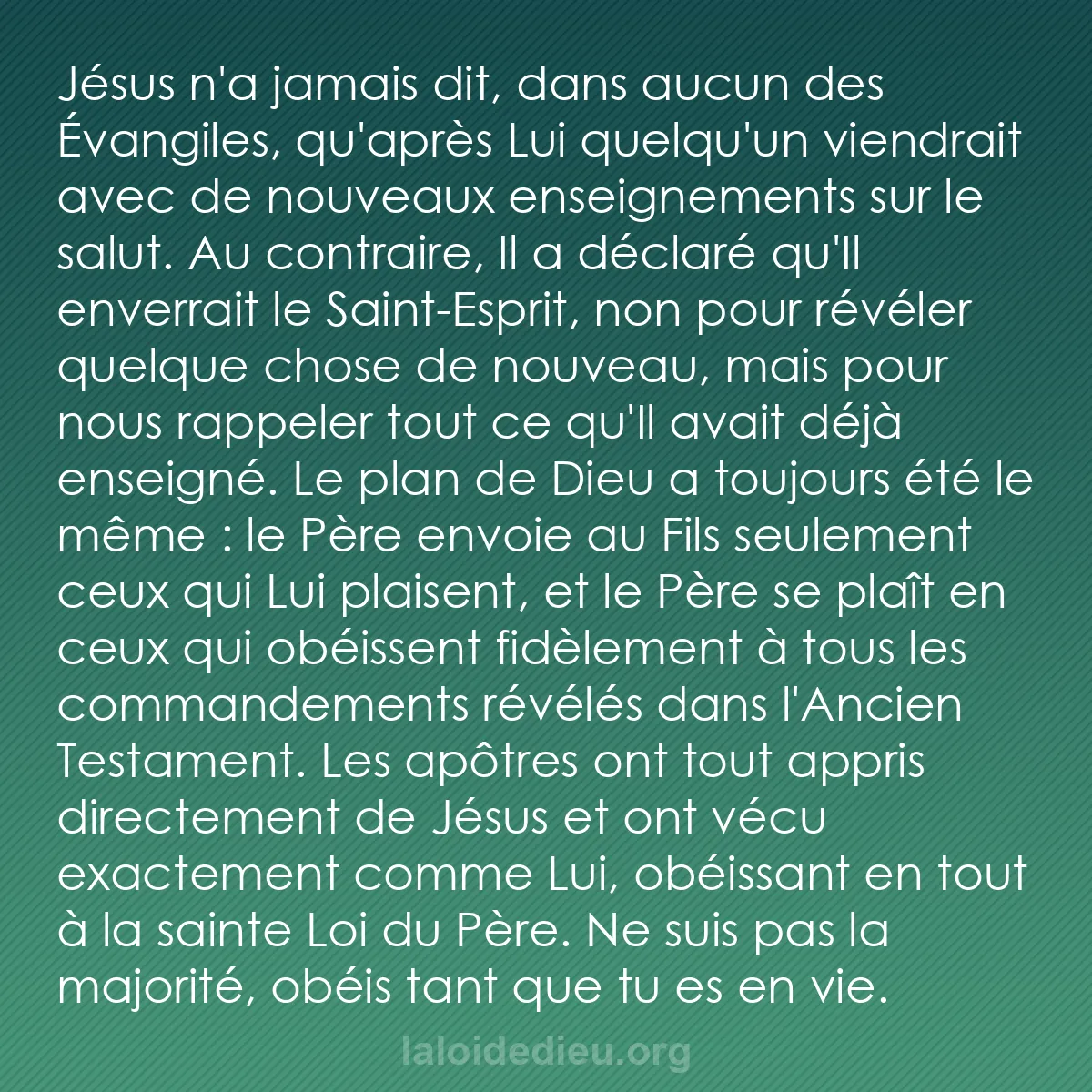 b0005 - Post à propos de la Loi de Dieu : Jésus n
