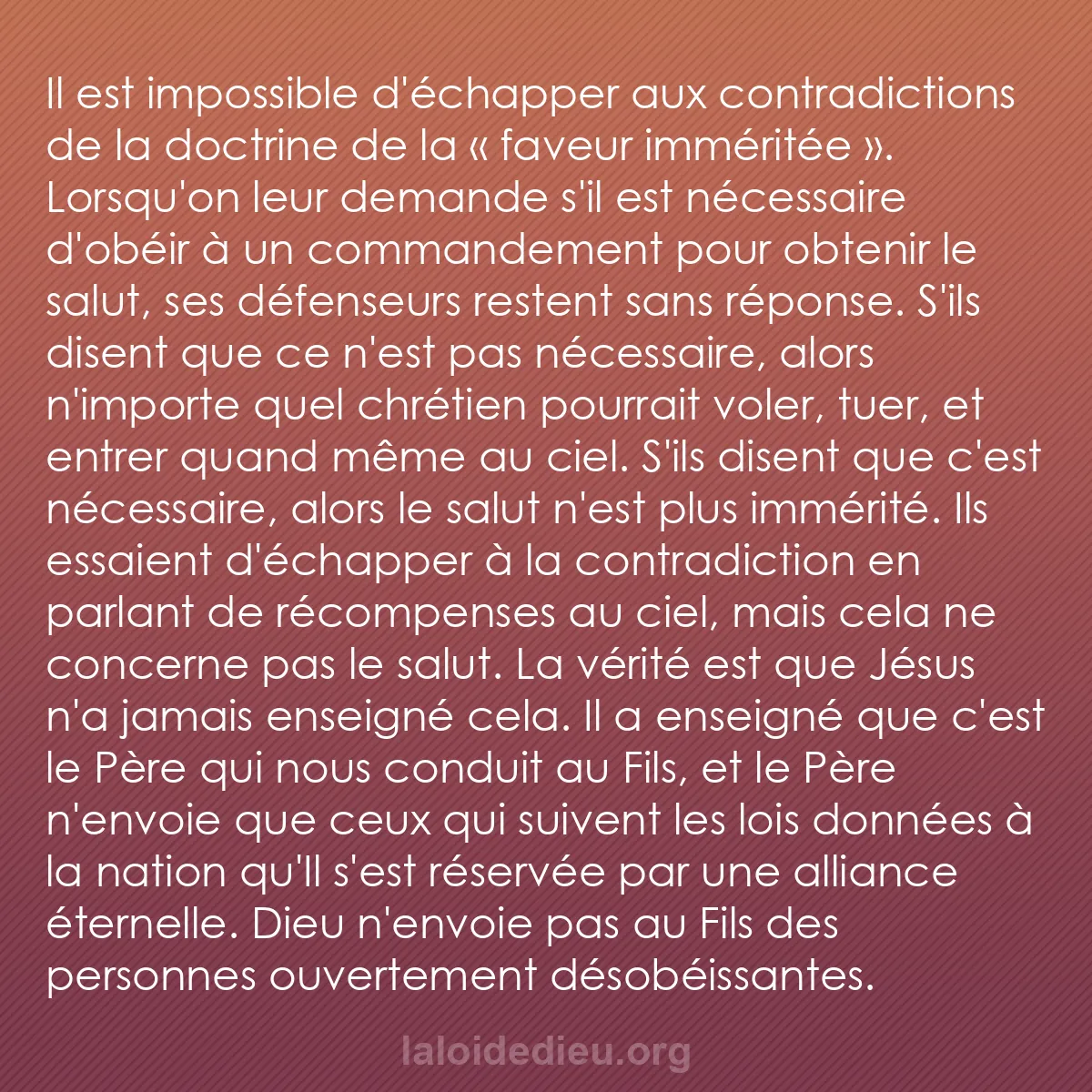 b0006 - Post à propos de la Loi de Dieu : Il est impossible d