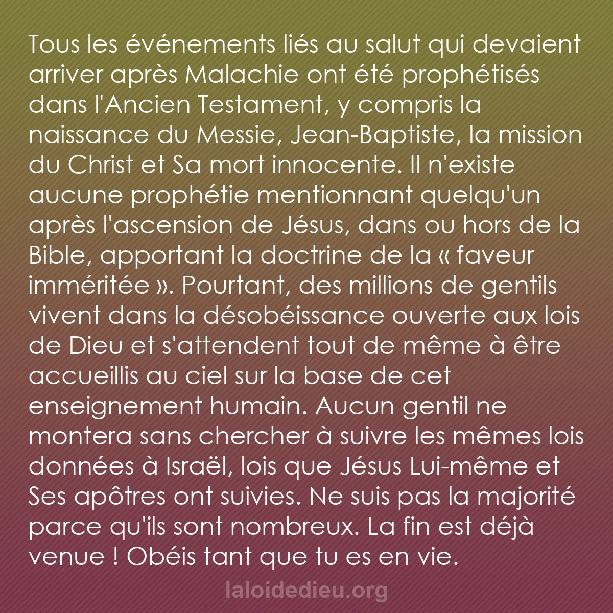 b0008 - Post à propos de la Loi de Dieu : Tous les événements liés au salut qui devaient arriver après...
