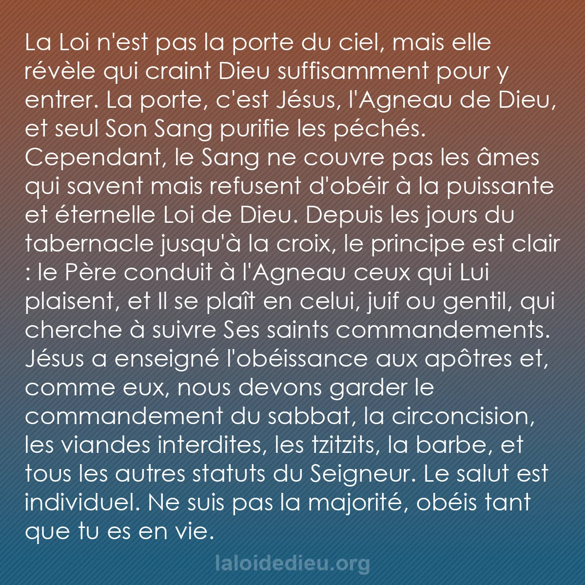 b0012 - Post à propos de la Loi de Dieu : La Loi n